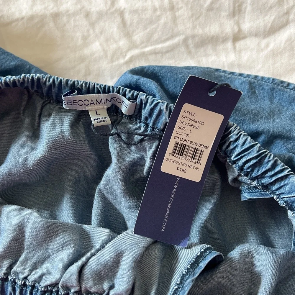 Rebecca Minkoff Off Shoulder Dress – Coastal Boho Tencel, Flowy Denim Look - Picture 3 of 7